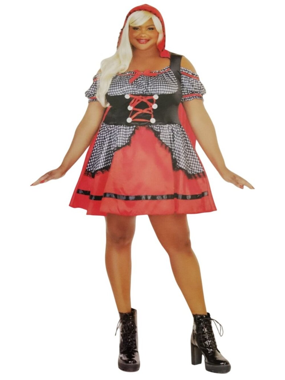Wonderland Womens 1X (16/18W) Darling Miss Red Halloween Costume Dress